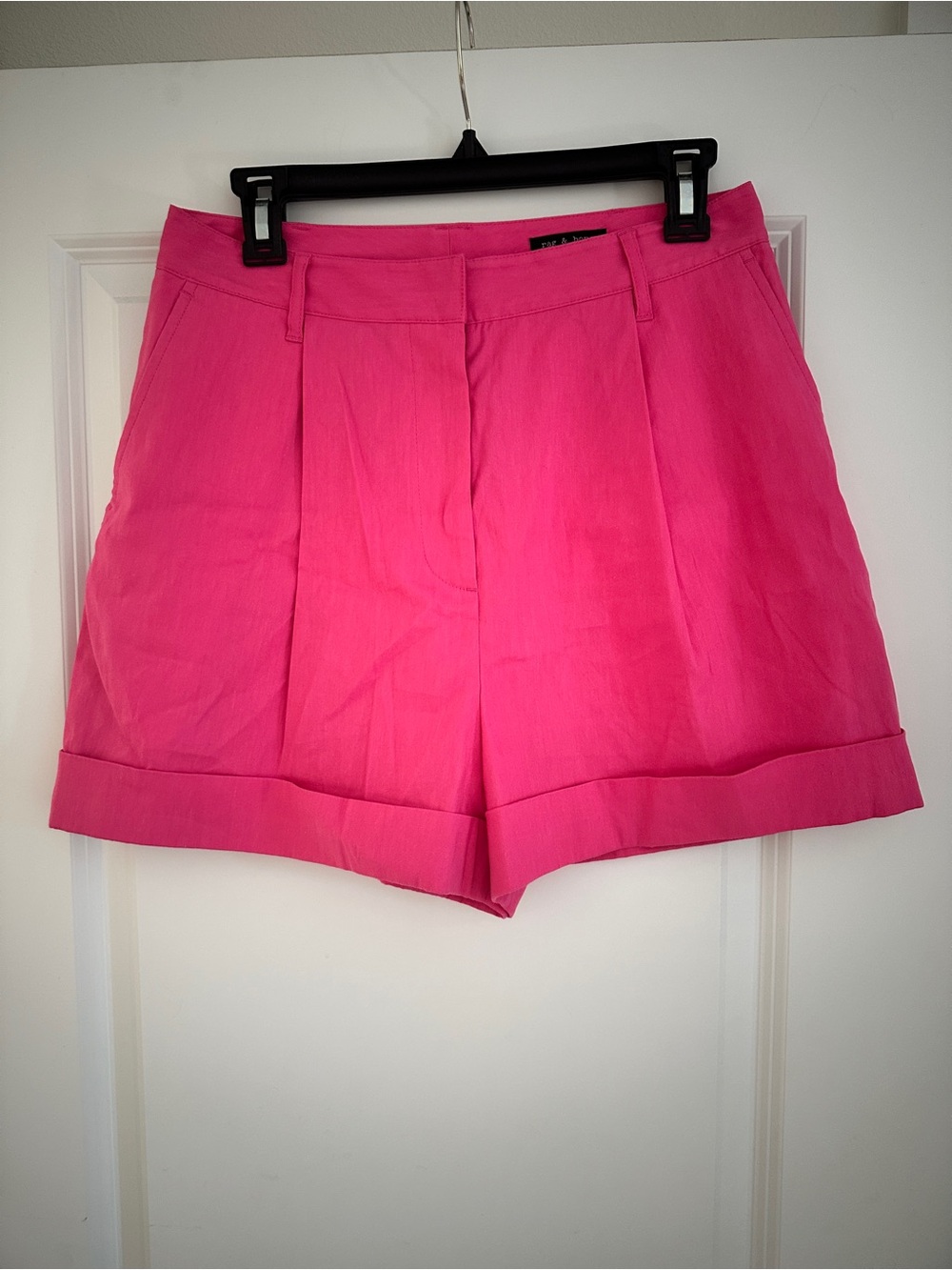 rag & bone Hot Pink High-Rise Cuffed Shorts